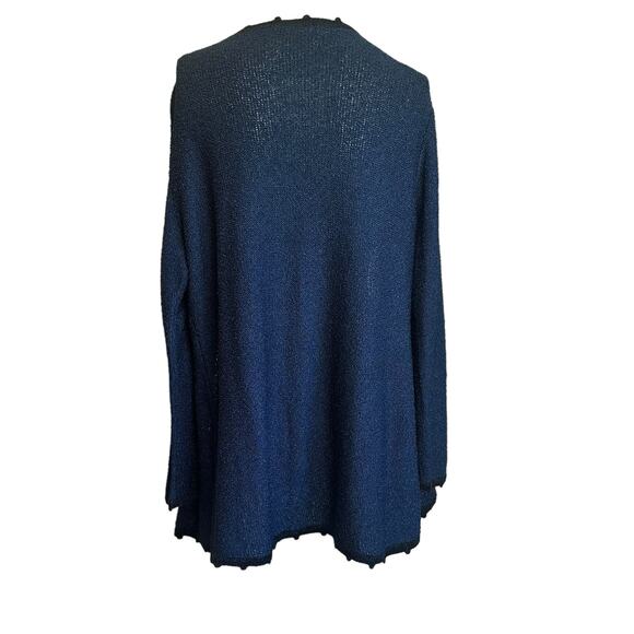Vintage Brenda French for French Rags Blue Cardigan Sweater With Black Trim M/L - Picture 2 of 8
